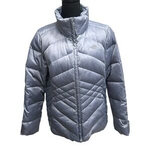 THE NORTH FACE Women's Size XL Coat Goose Down 550 Silver Zip Up Jacket Gorpcore